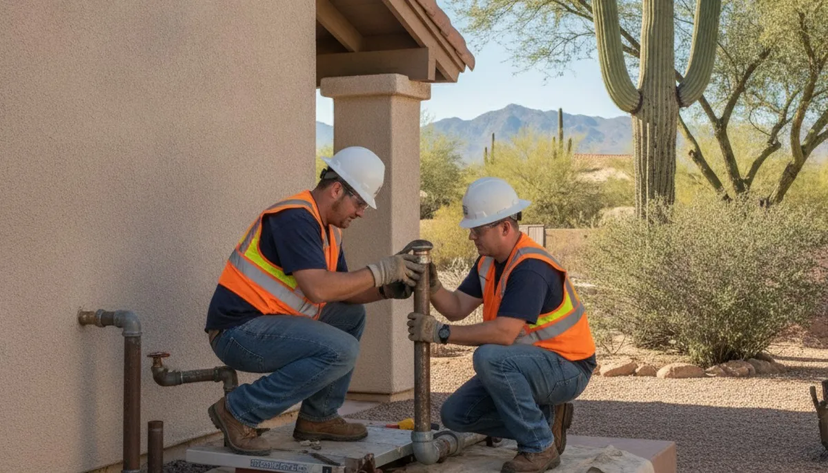 Mesa AZ plumbing repair technician servicing a sink for a local plumbing business